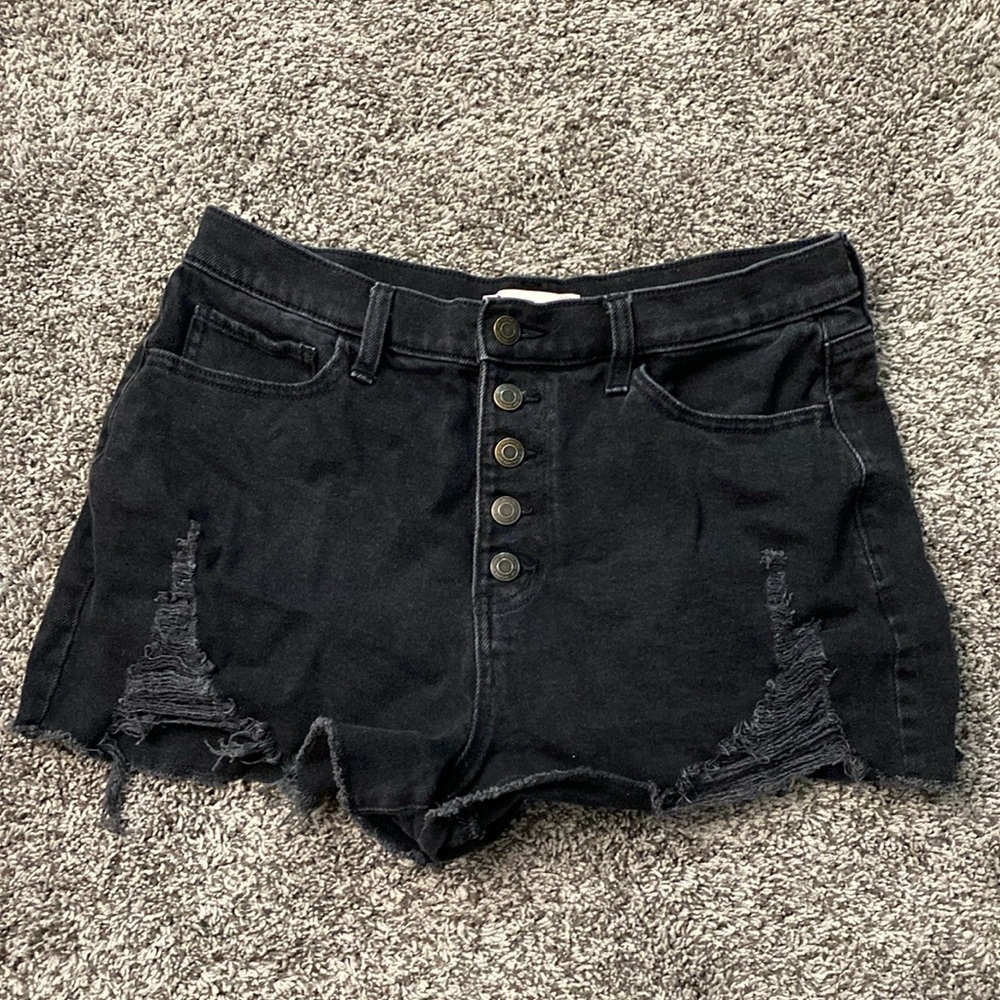 SO black ripped Jean shorts